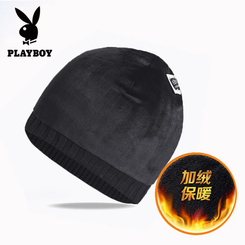 Playboy, удерживающая тепло утепленная шерстяная демисезонная зимняя вязаная шапка