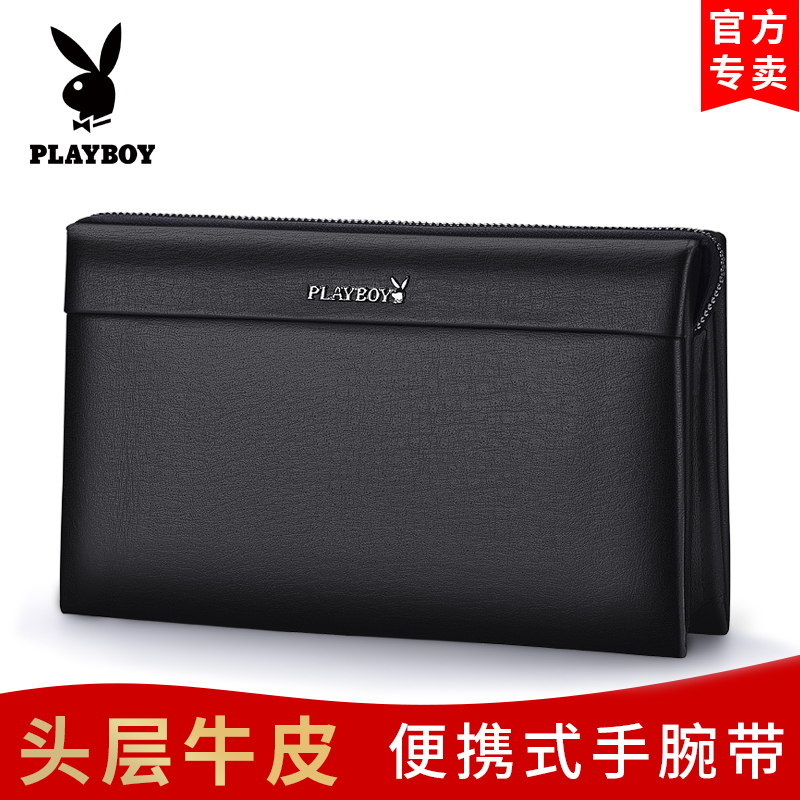 Floral Playboy handbag Head layer Bull Leather Business Hand Grip Bag Large Capacity Genuine Leather Men Hands bag Soft leather Leather Bracelet Bag