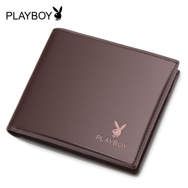 PLAYBOY Playboy wallet men's horizontal short clip Japanese and Korean leather casual thin wallet cowhide tide