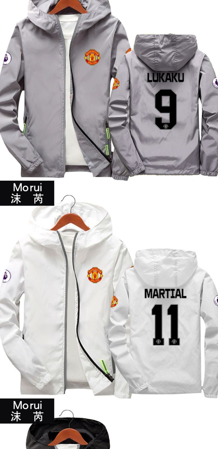 Manchester United đội dây kéo áo khoác Bogba bóng quần áo nam và nữ Lukaku bóng đá người hâm mộ áo khoác ma thuật màu đỏ áo hoodie mỏng - Cực lớn quần thể thao