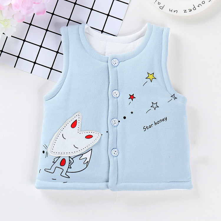 Áo vest cho bé mùa thu và mùa đông dày áo ấm cotton mở khóa áo thun bé trai