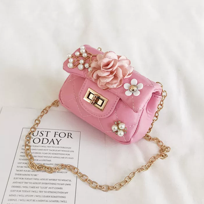 Детская сумка через плечо, модная маленькая сумка на одно плечо, стиль Chanel, цветочная узор