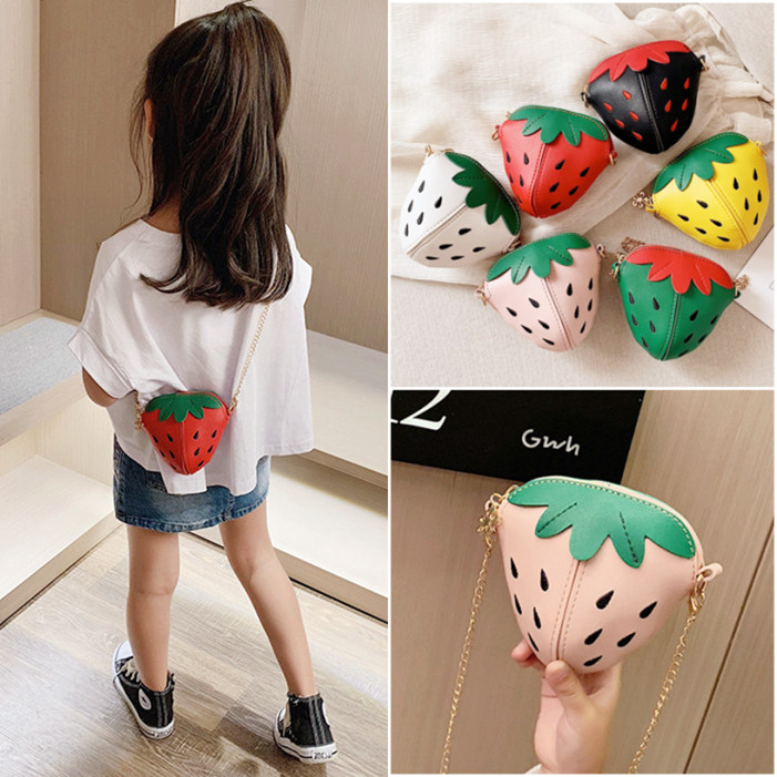 Children's bags 2021 new shoulder bag cute princess strawberry messenger small bag trendy girl bag mini fashion bag