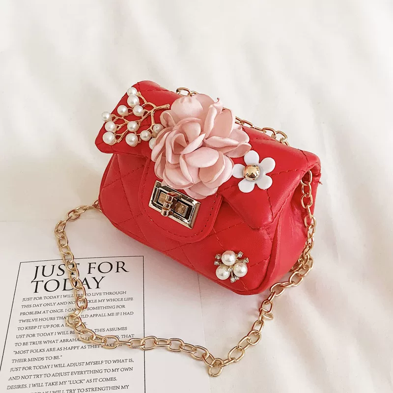 Детская сумка через плечо, модная маленькая сумка на одно плечо, стиль Chanel, цветочная узор