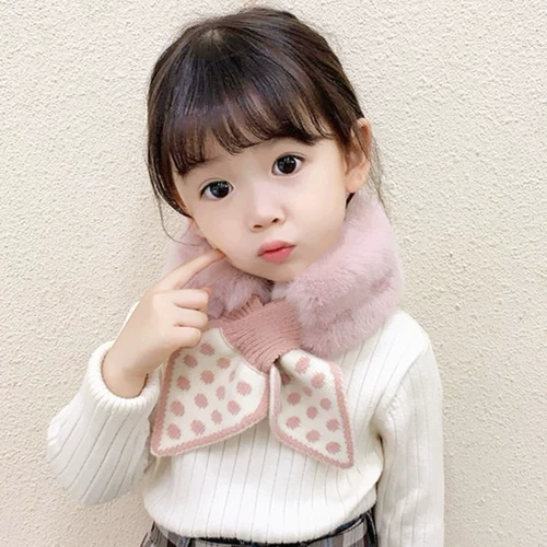 Зимний детский удерживающий тепло шарф для девочек, утепленный мягкий фальшивый воротник, бархатный шарф-платок