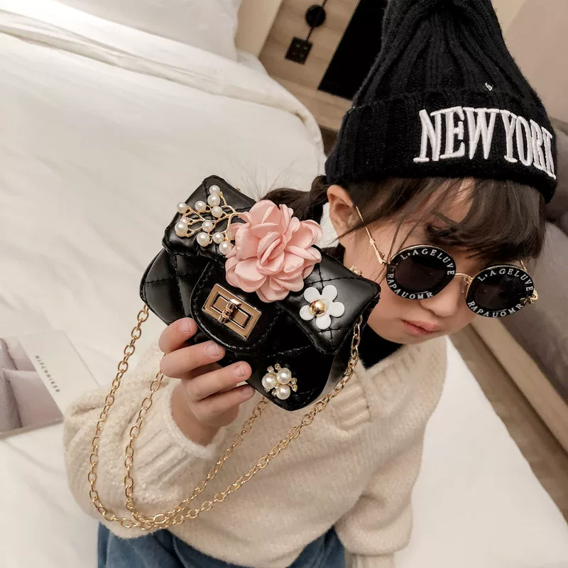 Детская сумка через плечо, модная маленькая сумка на одно плечо, стиль Chanel, цветочная узор