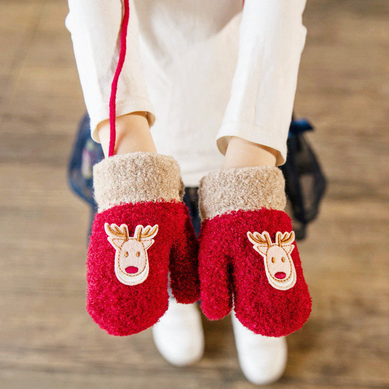 Зимние детские милые утепленные удерживающие тепло перчатки для мальчиков и девочек 