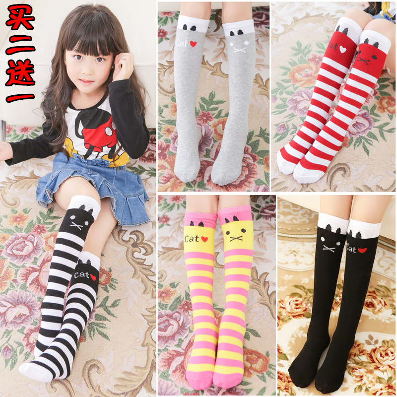 Spring and summer Children Baby stockings Girls College Style students cute cartoon knee socks knee high socks