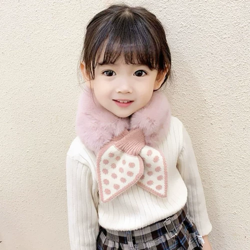 Зимний детский удерживающий тепло шарф для девочек, утепленный мягкий фальшивый воротник, бархатный шарф-платок