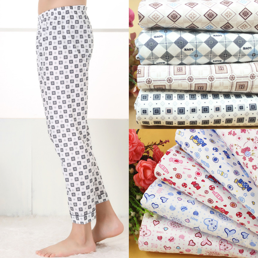 Spring summer autumn knitted cotton pajamas Trousers increase men's women floral home pants Casual pants in the elderly