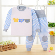 Autumn and winter baby thickened three-layer cotton warm waist belly underwear set men and women baby cotton underwear open gear