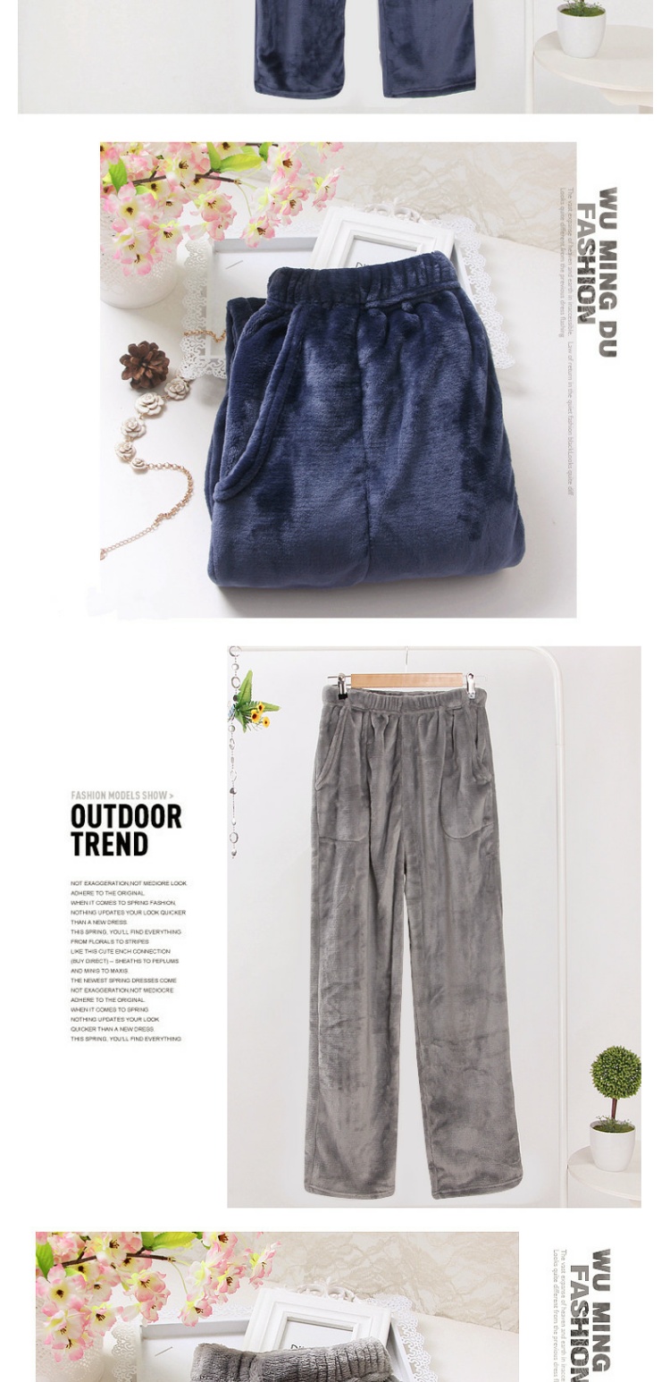 Mùa đông quần flannel pyjama nam cộng với nhung dày cộng với phân bón XL dài giữa và tuổi già lông cừu san hô nhà quần đùi nữ