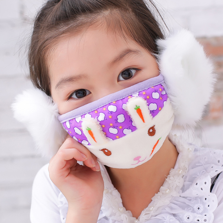 Winter children's two-in-one mask earmuffs new boys and girls warm windproof riding earmuffs primary school students