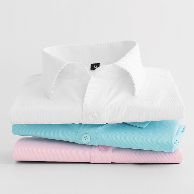 2021 new spring men's work clothes short-sleeved shirt slim business shirt white overalls solid color men's inch shirt