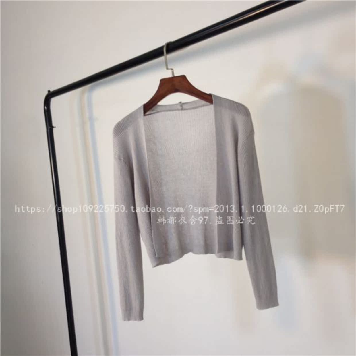 Mùa xuân và mùa hè mới áo len cardigan ngắn hố Áo dài tay mỏng bên ngoài phần mỏng mà không khóa điều hòa áo sơ mi chống nắng khăn choàng ao khoac len dep