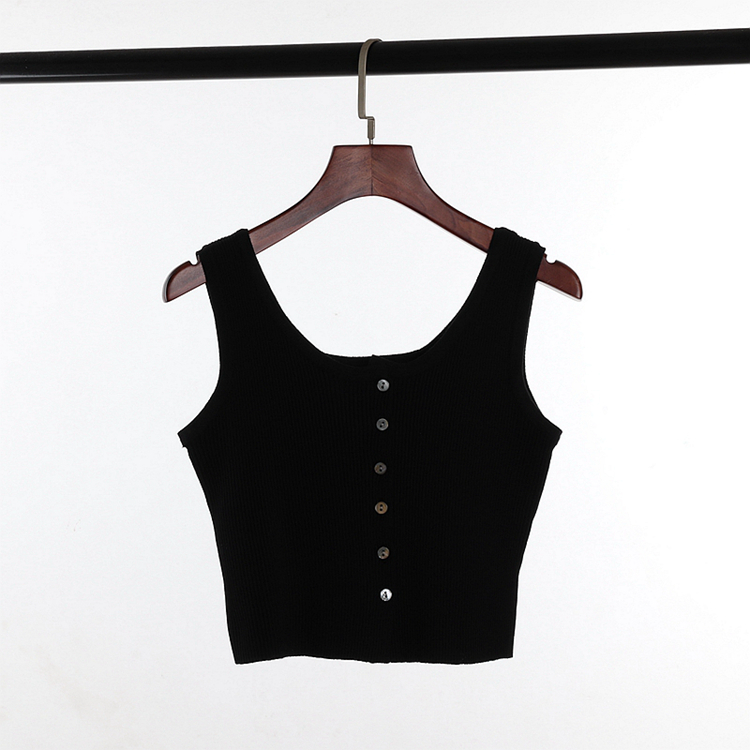 2018 mùa hè mới Hàn Quốc phiên bản của dệt kim rốn chủ đề ngắn vest cardigan Slim hoang dã không tay áo T-Shirt áo len rộng