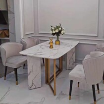 Nordic light luxury marble dining table postmodern rectangular dining table and chair combination Net red small apartment dining table household