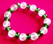 Special free post - crystal clear - clad green frosted glass bead bracelet