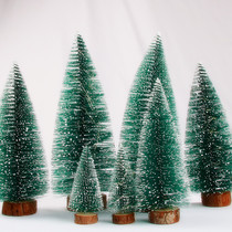 diy luminous christmas decoration gift mini christmas tree desktop ornament dipped in white snow scene small pine needle tree scene