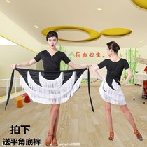 New sexy Latin dance skirt fringed adult 2021 professional clothing skirt one-piece skirt lace-up triangle towel