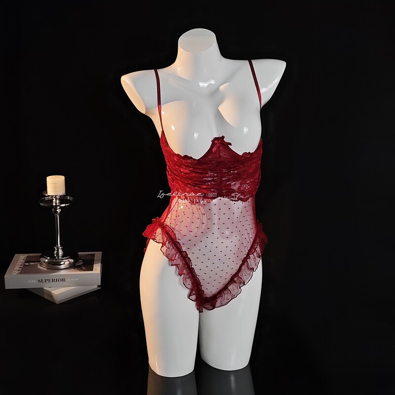 Ifelinse Underwire Lingerie with a Touch of Sensuality, Pure Desire, Small Bust Push-Up, Sexy and Playful, See-Through Lace, Exquisite Bodysuit