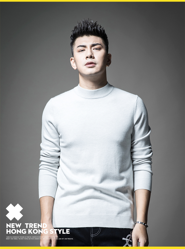 SXF Saint Xi Fan áo len mùa thu nam Đơn giản màu đơn giản nửa cao cổ áo len đáy quần áo len Xu hướng nam áo khoác nam