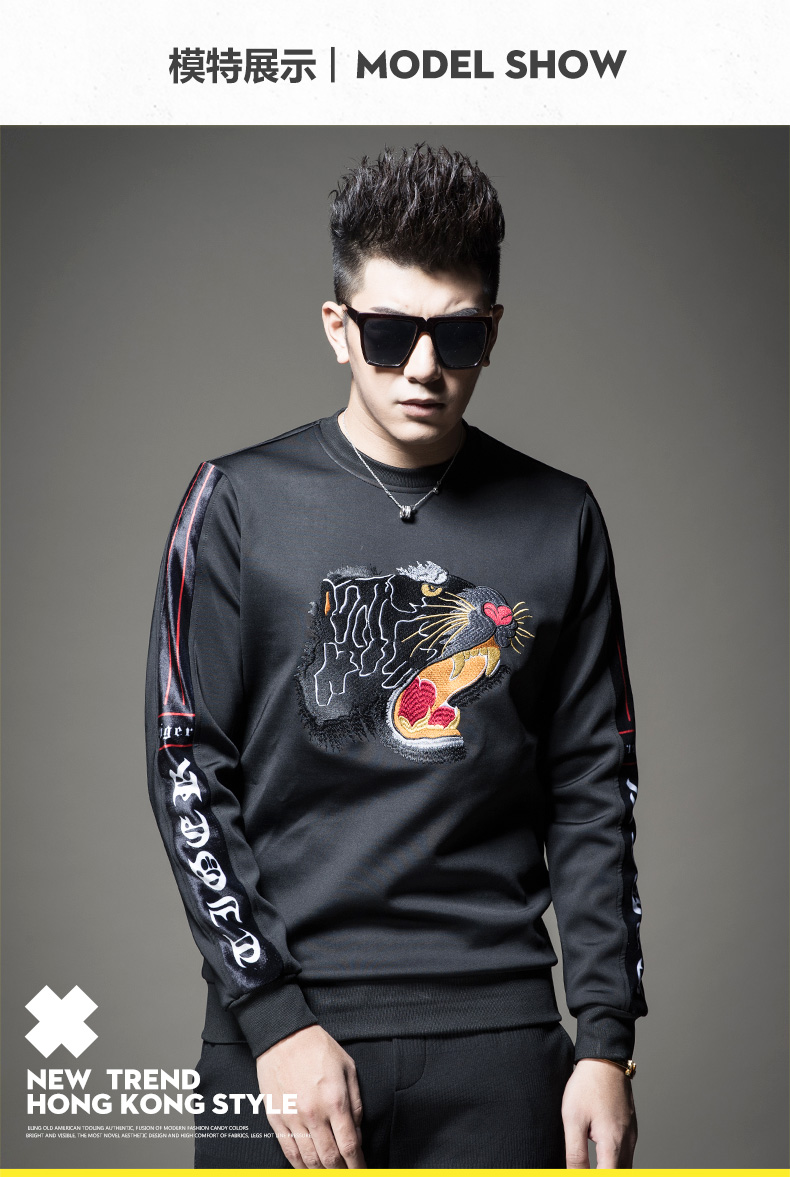 Áo len nam SXF Saint Xifan 2018 mùa thu áo mới thủy triều thương hiệu đầu hổ thêu áo len nam áo hoodie đẹp