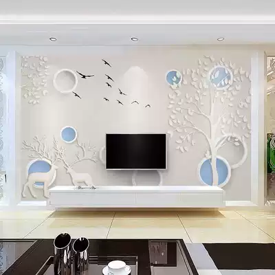 Bamboo and wood fiber integrated wallboard TV background wall Modern living room entrance decoration painting bedroom bed head guard customization