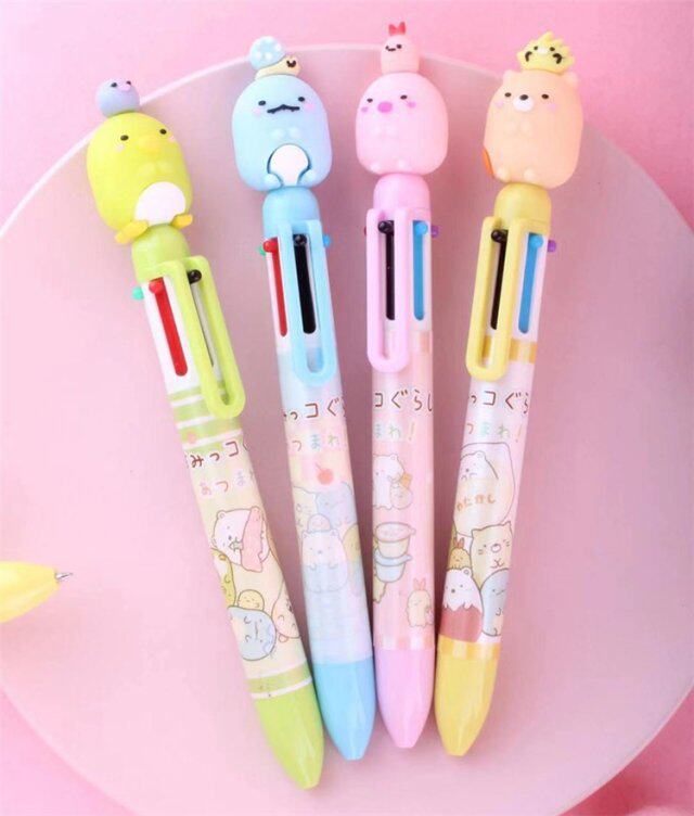 Biological ballpoint pen in the corner creative multifunctional students press fresh telescopic pen six-color ball pen