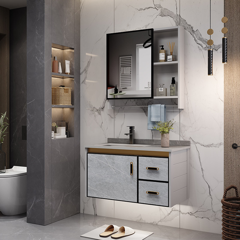 Modern Minimalist Space Aluminum Bath Cabinet Makeup Room Balcony Hand Wash Basin Cabinet Combined Washbasin Wash table Wash Table Pool Basin