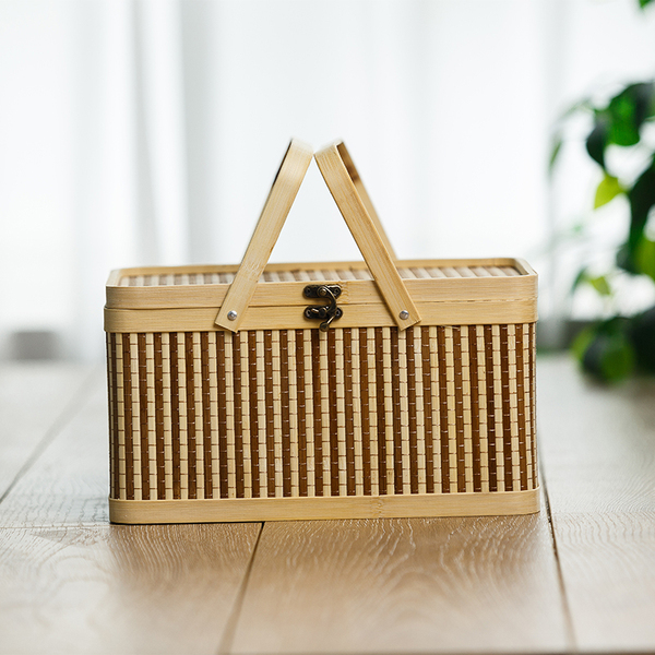 Non-Foldable Bamboo Basket, Bamboo Wine Packaging, Hairy Crab, Zongzi, Mooncake, Free-Range Eggs, Fruit, Dried Goods, Gift Bamboo Basket Box