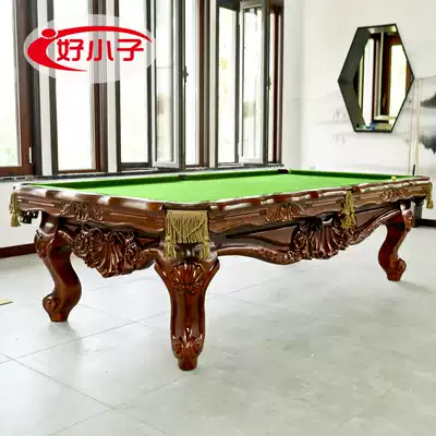 Standard adult household pool table Nine-ball table Chinese style black 8-ball pool table solid wood carving table tennis two-in-one