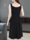 大码女装2025夏季新款胖mm显瘦遮肉无袖高级感黑色吊带连衣裙减龄