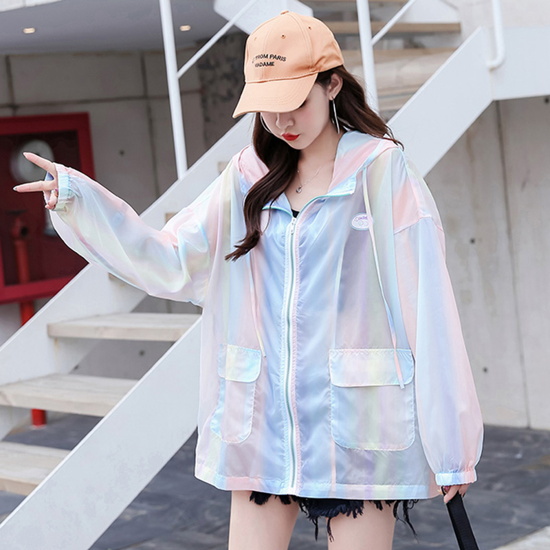 quần áo chống nắng cô gái mùa hè váy 2020 học sinh trung học cơ sở mới của Hàn Quốc phiên bản của chiếc áo khoác mỏng dài tay loose-fitting