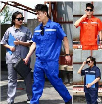 Summer Short Sleeve Worksuit Men's Workwear Costume Summer Wear Thin Long Sleeve Sanitation Reflective Strip Building Clothes