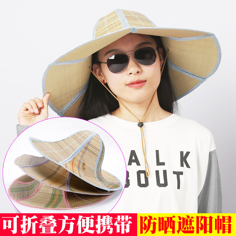 Summer sun visor straw straw hat Farmer beach outdoor large brim large edge men's and women's sun visor folding sun visor cap