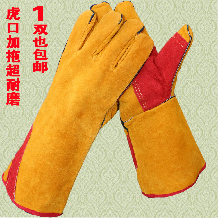 Jiahu Cowhide Welding Gloves Resistant to High Temperature and Anti-scald Long and Short Soft Wear-resistant Welder Welding and Heat-insulating Protective Gloves