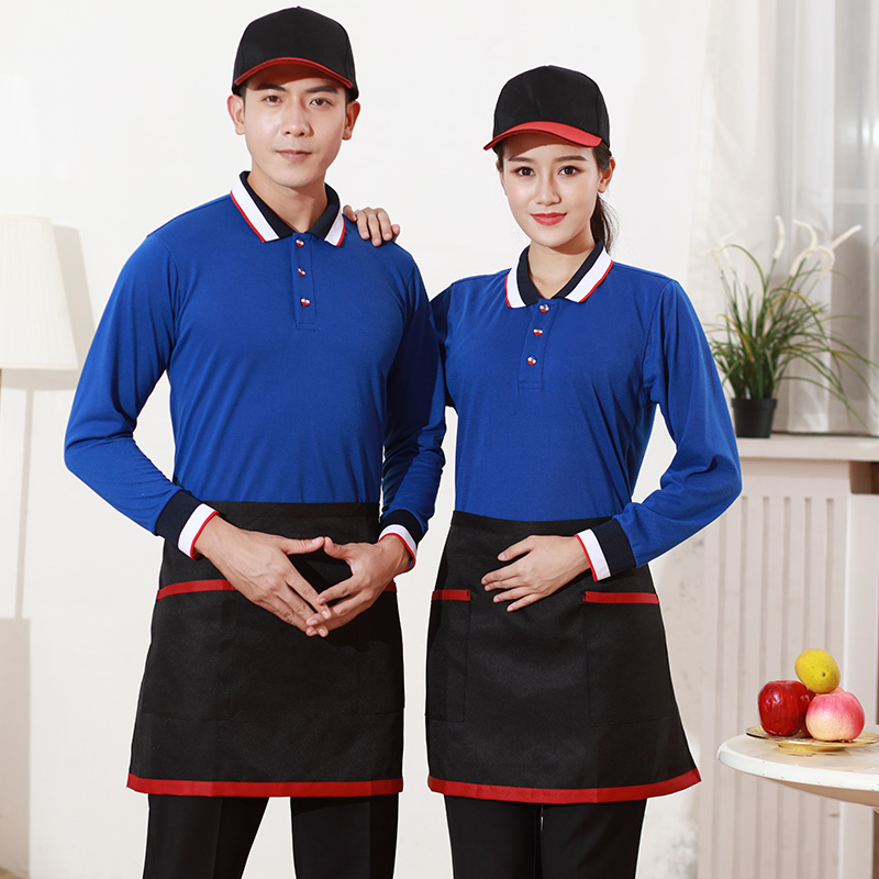 công việc khách sạn quần áo T-shirt mùa hè quần áo thức ăn nhanh bồi bàn hấp workclothes áo dài tay siêu thị cafe nhà hàng đồng phục