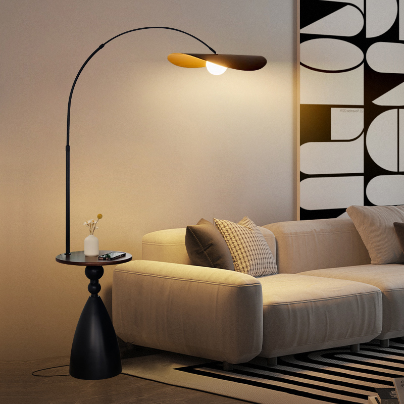 Vintage Floor Lamp Next to the Sofa in the Living Room, High-End Fishing Lamp, Retro Atmosphere Decorative Lamp, Integrated with Bedroom Shelf