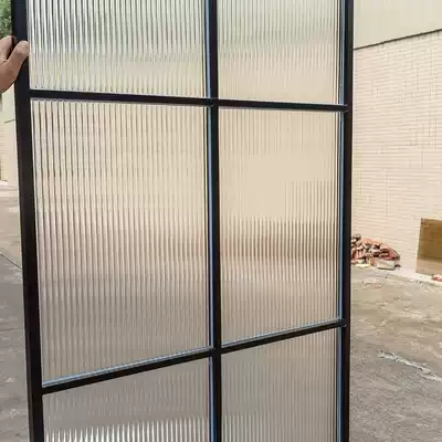 Striped glass partition Corrugated wave art glass narrow frame entrance tempered process bathroom screen customization