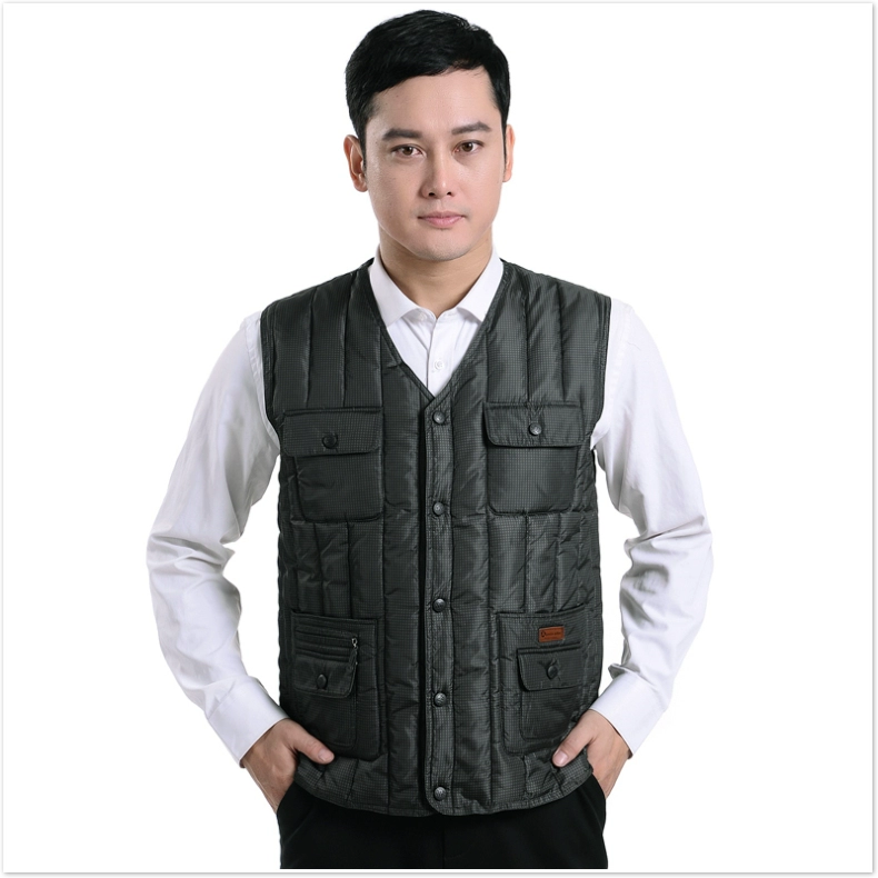 Mùa thu và mùa đông trung niên áo vest nam bằng vải cotton ở cha già tải áo ấm xuống quần cotton ông già mùa đông áo khoác nam mùa hè
