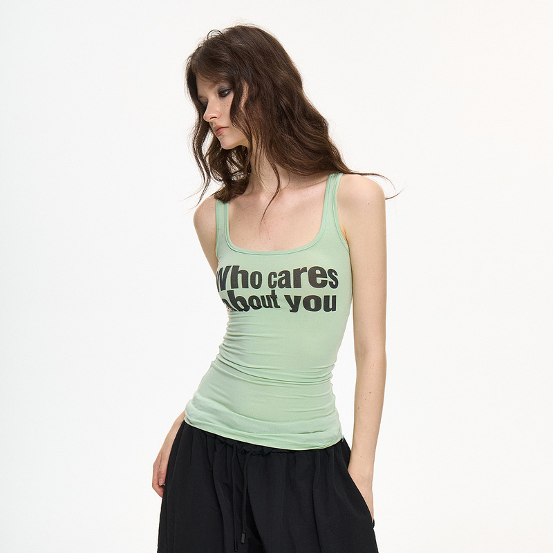 Ae30Saint Long-Termism Printed Textured Skin-Feel Vest, Form-Fitting Breathable Slimming Top