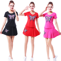  Square dance clothing new suit summer short-sleeved dance dress skirt female middle-aged and elderly performance dance clothes