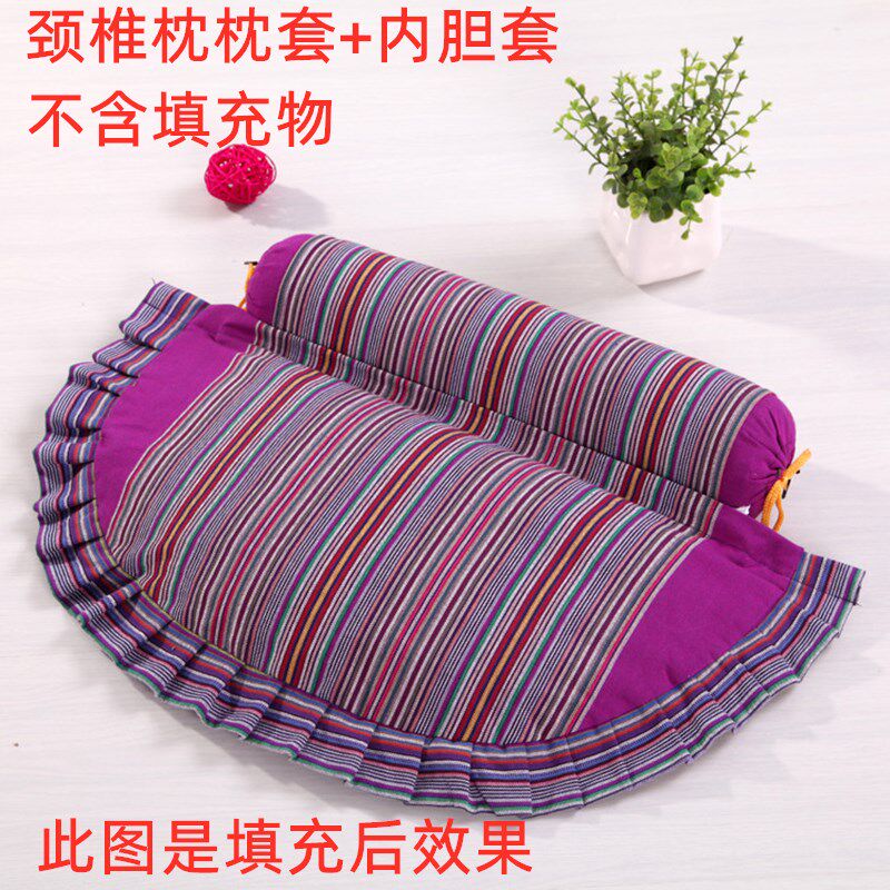 Cervical pillowcase old coarse cloth cervical pillowcase crest pillowcase buckwheat shell pillowcase liner cover neck pillowcase