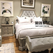 American light luxury high-grade gray solid wood bed European 1 8-meter double bed Bedside table dresser Whole house furniture