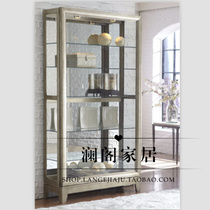 Export foreign trade American country solid wood glass wine cabinet Bookcase Dining side cabinet French antique old furniture