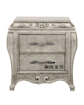 American solid wood vintage old bedside table Bedroom furniture locker Bedside cabinet French old bed front cabinet