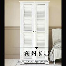 French country solid wood furniture American European country solid wood wardrobe Louver wardrobe Double door wardrobe