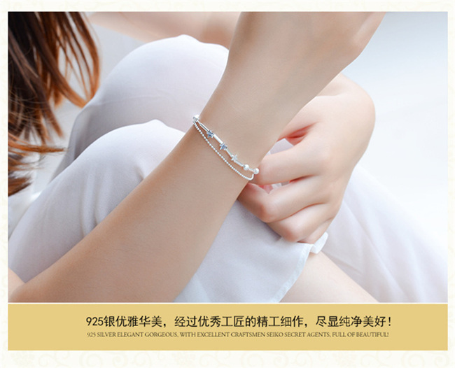 Nhật bản và Hàn Quốc phiên bản của đơn giản và đa năng cá tính ngọt ngào đường vuông khối sinh viên bạn gái s925 sterling silver fine bracelet món quà sinh nhật nữ