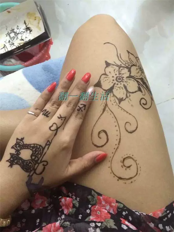 Đen Ấn Độ nhập khẩu henna Hannah Henna hình xăm cây bút kem tay vẽ cơ thể